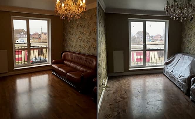 Уборка в трехкомнатной квартире после ремонтных работ